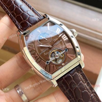 Vacheron Constantin Malte Men Watches Brown Dial Brown Leather Band